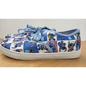 Disney Lilo & Stitch Shoes Womens Size 9 Blue Checkerboard Low Top Sneakers